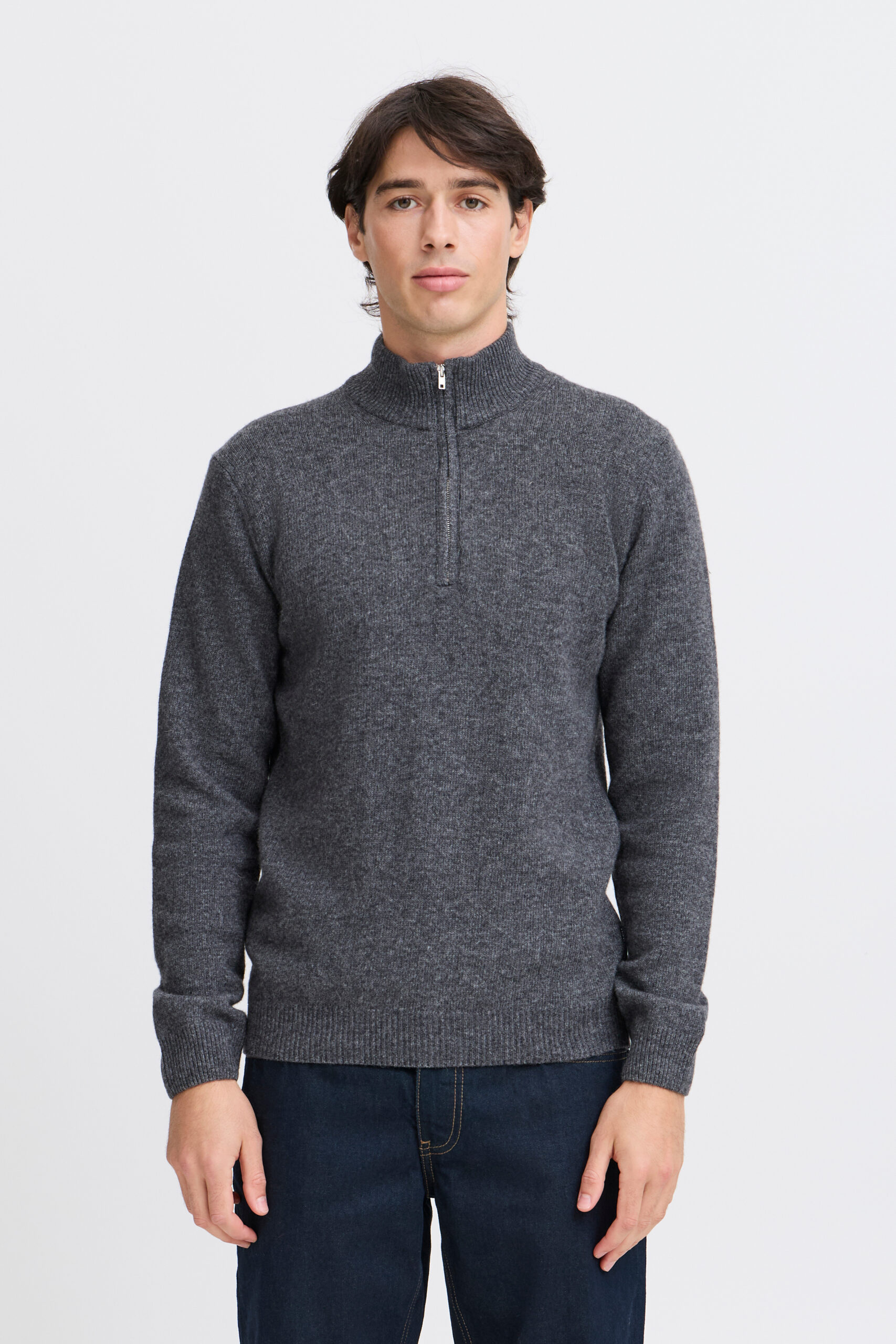 Casual Friday Zipper Sweater Wool Grey