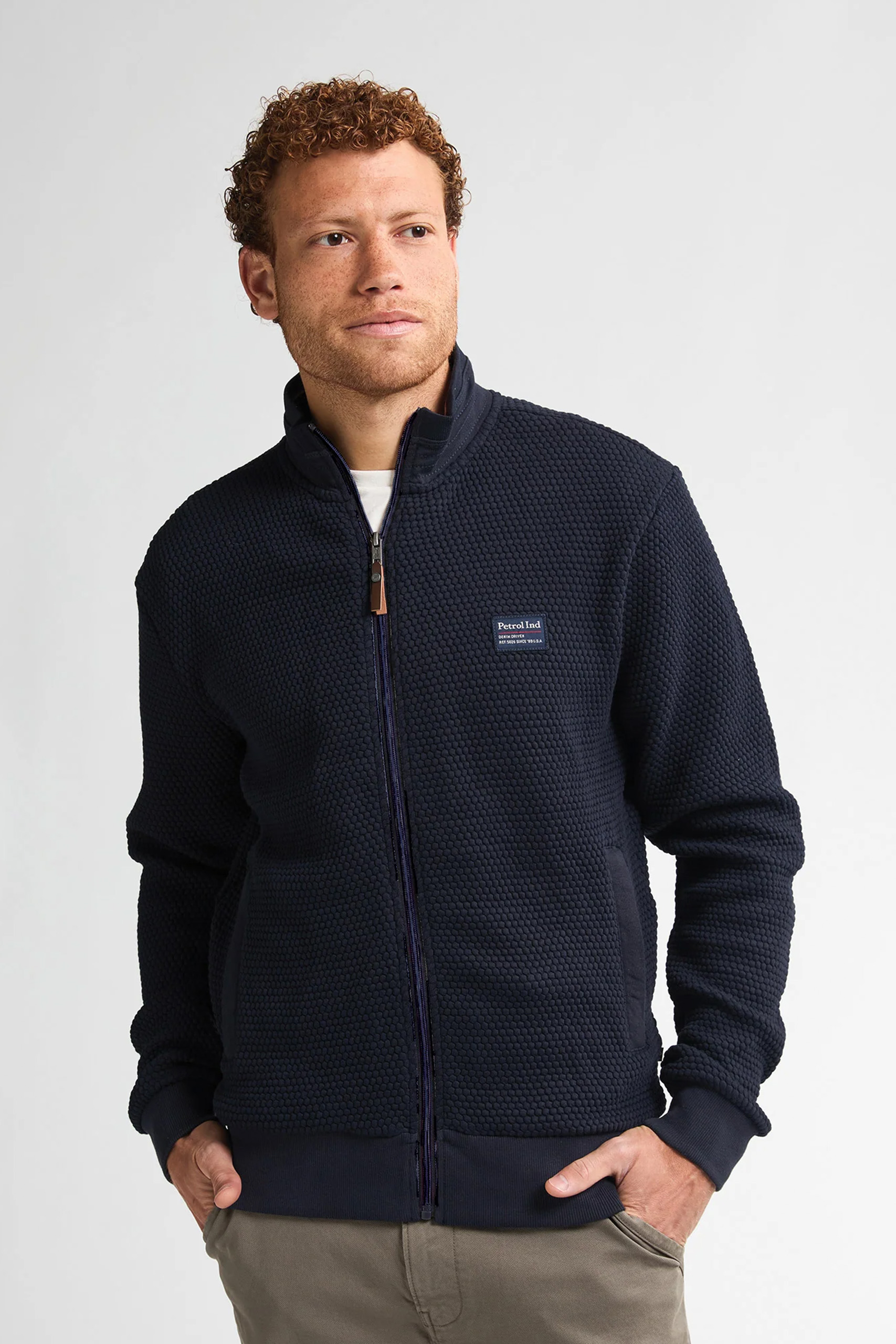 Petrol Vest Zonder Capuchon Donkerblauw Logo